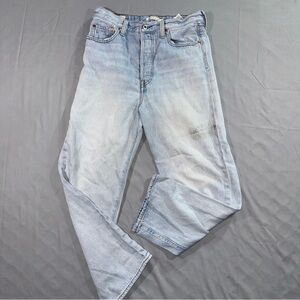 Levis Ribcage Straight Jeans Big E Women's 29 Light Blue High Rise Button Fly